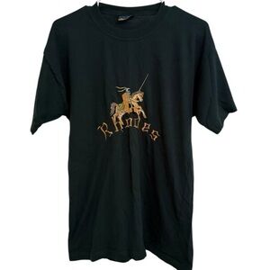 Malu Rhodes Vintage Greece Embroidered Knight Tourist Tee Medium M
